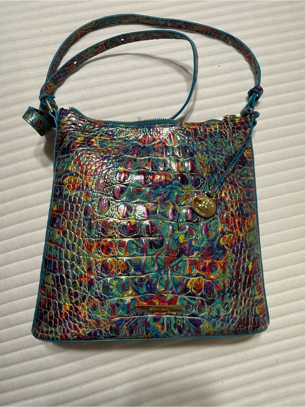 Brahmin Melbourne Katie Crossbody, Blue Ammolite with travel wallet.